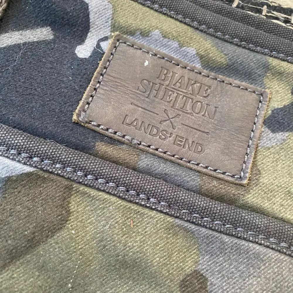 🌿Blake Shelton X Lands End Green Heartland Camo Canvas Tote Bag